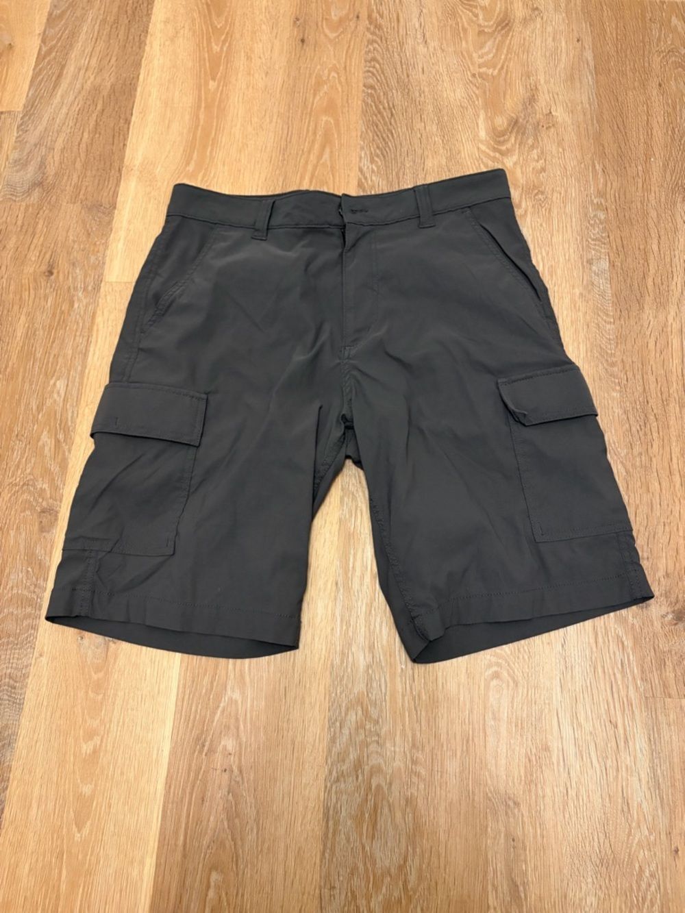 Eddie Bauer Travex Horizon Cargo Shorts Carbon Grey Nylon Stretch Hiking ~33
